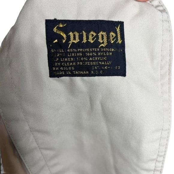 Spiegel khaki double breasted belted trench coat removable liner Sz 48 - Picture 8 of 9